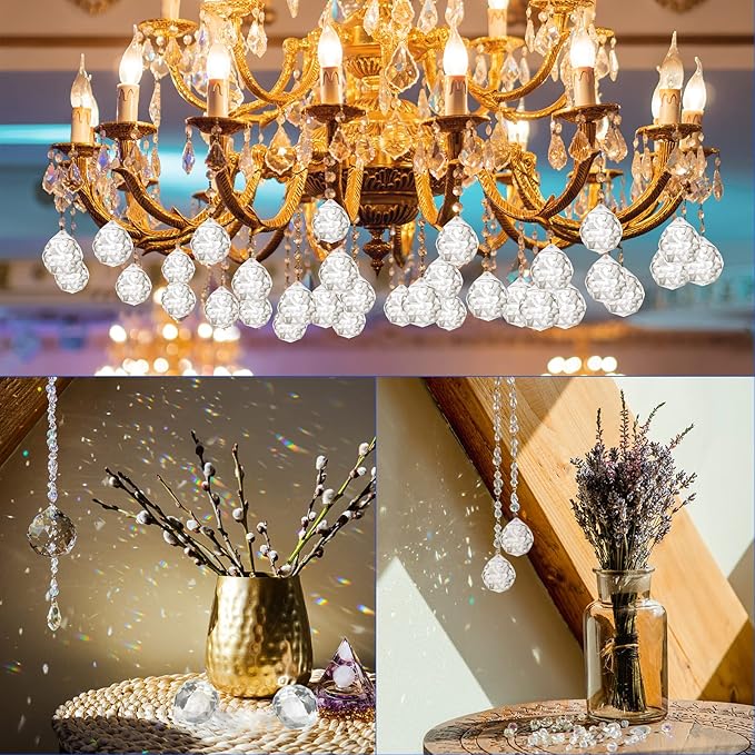 30 Pack Crystal Ball 20 mm Prism Suncatcher Sun Catchers Hanging Crystals Prisms for Windows Gift Feng Shui (Clear)