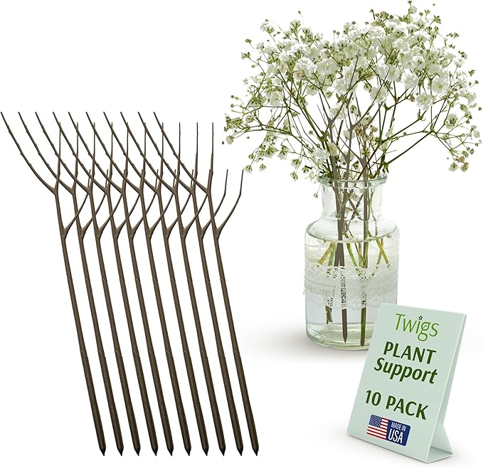 Plant Support Stakes, Stem Holder Structures for Indoor & Outdoor Use, Garden Accessories for Climbing & Potted Plants, Trellis Alternative - Moonstone, 10 Pack, 22" L, Original