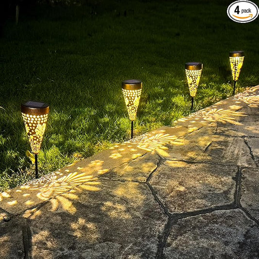 4-Pack Hummingbird Outdoor Decor Solar Pathway Lights, Metal Landscape Lighting for Outside Use: Patio, Yard, Lawn, Backyard, Walkway, Driveway – Gifts for Women, Mother, Grandmother