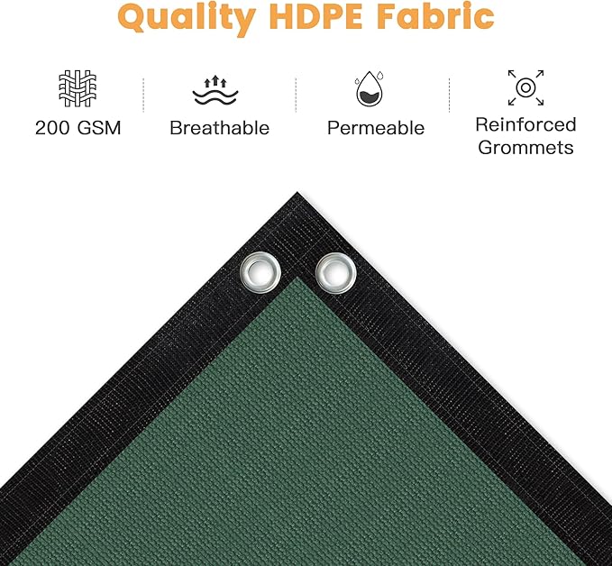 VICLLAX Shade Fabric Sun Shade Cloth with Every 2 FT Grommets for Patio Garden Pergola Cover Canopy 16x21 FT, Dark Green