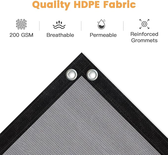 VICLLAX Shade Fabric Sun Shade Cloth with Every 2 FT Grommets for Patio Garden Pergola Cover Canopy 3x10 FT, Light Grey