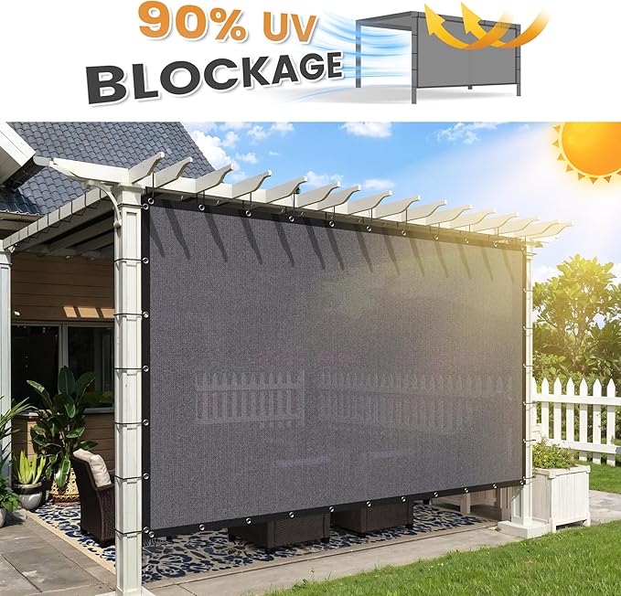 VICLLAX Shade Fabric Sun Shade Cloth with Every 2 FT Grommets for Patio Garden Pergola Cover Canopy 12x13 FT, Grey