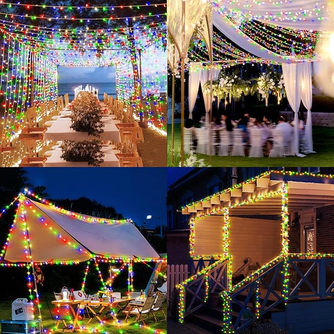Heceltt 1600 LED 630FT String Lights Outdoor, 8 Modes Christmas Lights Plug in, IP44 Waterproof Led String Lights with Timer and Memory for Christmas Holiday Wedding Decorations (Multicolor)