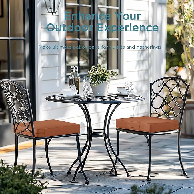 Codi Outdoor Cushions for Patio Furniture 24x24 Inch, Waterproof Chair Seat Cushion with Handles & Adjustable Straps, Fade Resistant - Set of 2, Spice