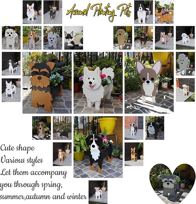 Newfoundland Dog Planter Plant Pots,Cute Garden Dog Flower Planter,Dog Planters Birthday Gifts for Women,Office,Indoor/Outdoor Decor（9.45 * 6.77 * 13.99in）