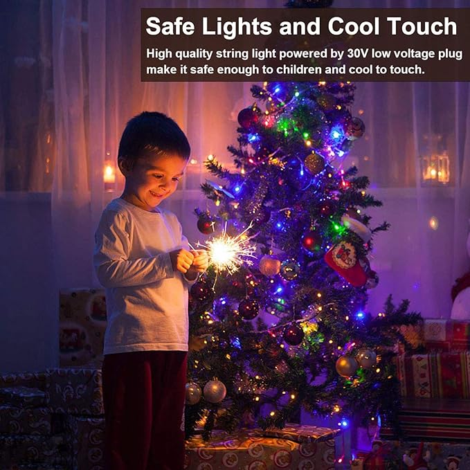 Decute 800 LED 272FT Christmas String Lights 8 Modes with Timer Function, Waterproof Twinkle Fairy Lights for Christmas Tree Party Wedding Yard Garden Outdoor Indoor Decorations, Multicolor