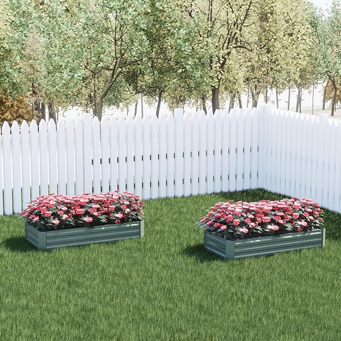 Aoodo 4 x 2 x 1 ft Raised Garden Bed for Patio Garden Lawn, Bed Only, Set of 2