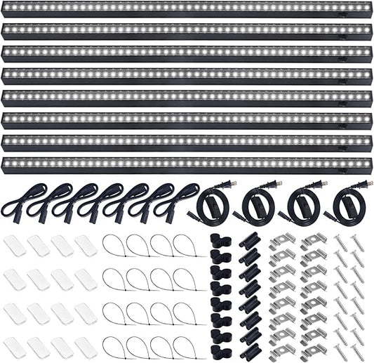 Barrina T5 Grow Lights for Indoor Plants, 2FT 80W(8 x 10W) Black Cover LED Plant Growing Lamp, Full Spectrum Grow Light Strip with Switch, Magnetic Installation, Plug and Play, 5000K, 8 Packs