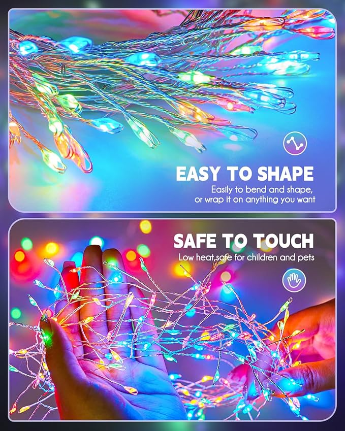 Brightown Solar String Lights for Outside, 2 Packs Total 39.2Ft 480 LED Solar Fairy Lights for Outdoor Waterproof with 8 Modes for Patio Party Garden Yard Home, Multicolor