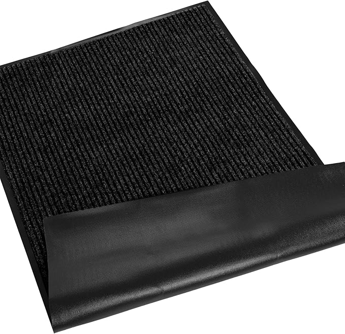 fani Heavy Duty Large Outdoor Indoor Entrance Black Doormat Waterproof Low Profile Entrance Rug Front Door Mat Patio Anti-Skid Rubber Back, 31x47 inch (Black)