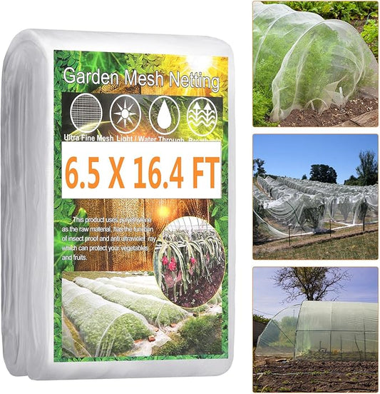 Garden Netting Pest Barrier, 6.5 X 16.4FT Insect Netting for Garden Raised Beds, Garden Bug Netting Plant Mesh for Blueberry Bushes, Figs, Plants, Vegetables Protection