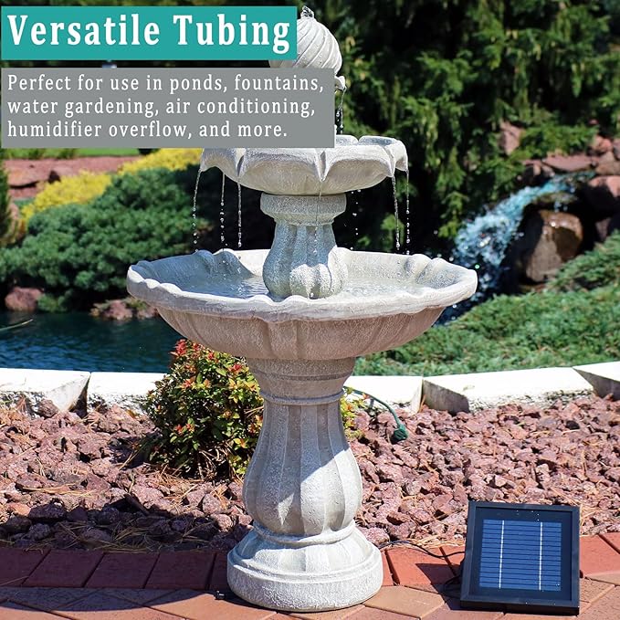 Black Vinyl Tubing 1/2” ID × 5/8” OD - 50 Feet PVC Flexible Plastic Tube Hybrid Hose, Transfer Water Air Oil for Pond Fountain Garden, Non-toxic and BPA free