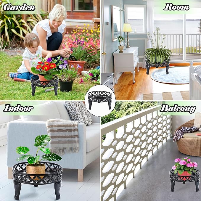 Black Plant Stand Indoor, Metal Plant Stands Outdoor, Anti-Rust Planter Stands Plant Shelf, Flower Pot Stand for Multiple Plants, Display Shelves Potted Plant Holders for Garden Patio Decor