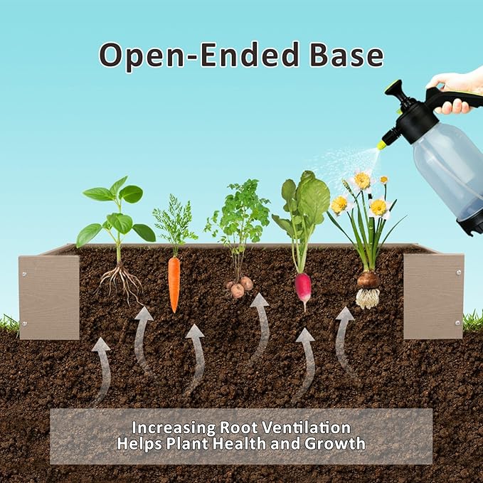 HDPE Raised Garden Bed 47.24 * 24.4 * 9.65 in,Vegetable Planter Bed Outdoor,Elevated Horticulture Planter Bed,Waterproof,Rot-Resistant and Non-Cracking Above Ground Garden Bed(Light Brown)