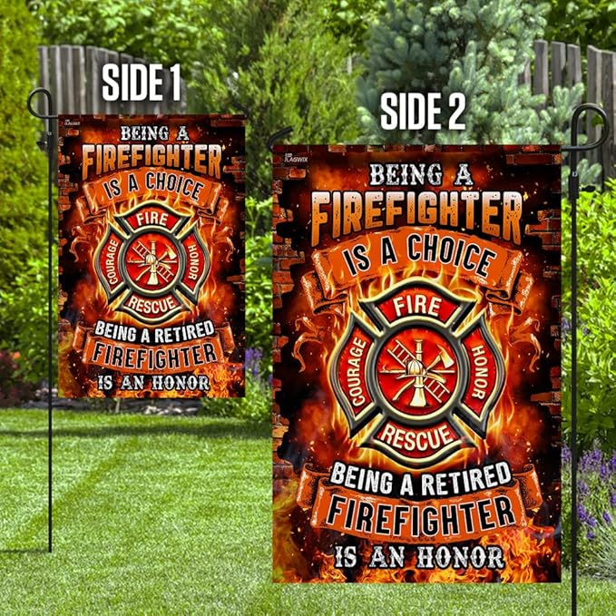 Flags-Being A Retired Firefighter Is An Honor Flag TRN245F1, Garden Flag (11.5" x 17.5")-USA House Garden Flags Premium Polyester-Decorative Outdoor Flags