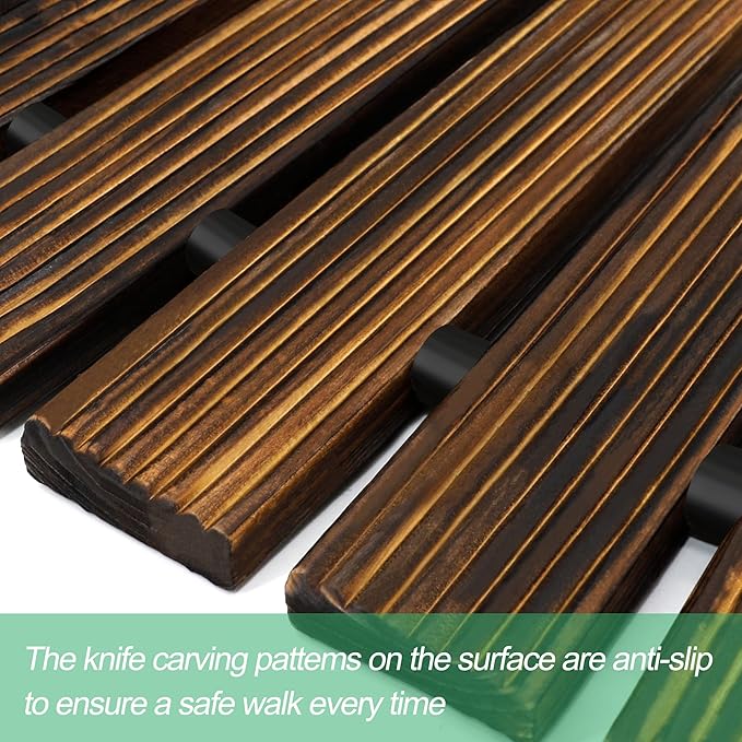 RELIANCER 6' Wooden Garden Pathway,Outdoor Roll Out Cedar Curved Walkway,Patio Path Decorative Garden Boardwalk Walkways,Weather-Resistant Roll Up Beach Wood Road Floor,Wedding Party Pathways