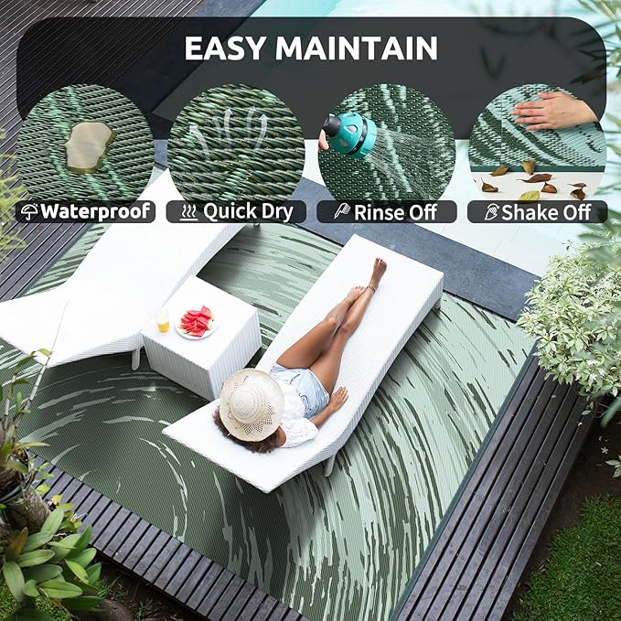 COCOER Modern Outdoor Rug 6x9 Reversible-Waterproof Outdoor Patio Rug-Quick Dry Outdoor Area Rugs Indoor Outdoor Rugs-Outside Rug Patio Decor for Porch Deck Balcony Backyard