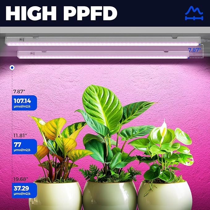 Barrina T5 Grow Lights, Full Spectrum, 2ft 80W (8 x 10W, 500W Equivalent), LED Grow Light Bulbs, Plant Lights for Indoor Plants, Greenhouse, Plug and Play, Pink, 8-Pack