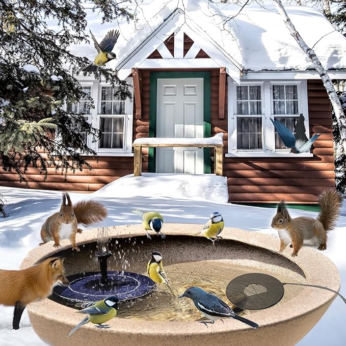 Bird Bath Heater Pond Heater 70W Shallow Water Pond deicer Energy-Saving, thermostatically Controlled Winter Outdoor with a Protective Socket Cover (Single ice Melter)