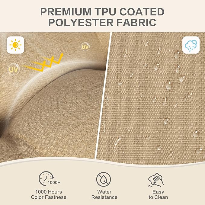 Aoodor 19" x 19" x 5" Tufted Outdoor Chair Cushions, Water Resistant & Fade Resistant Polyester Dining Chair Pads with 2 Straps for Patio Furniture, Set of 2