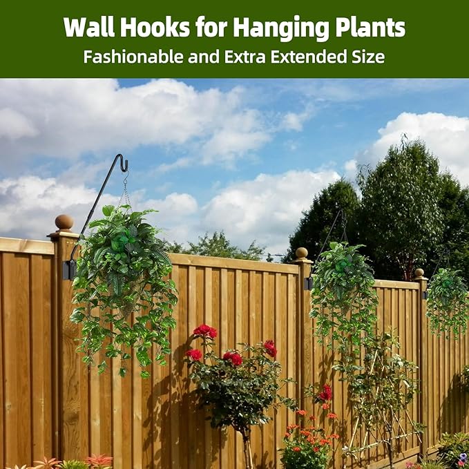 Deck Hook Wall Mounted,Extended Plant Hanger Outdoor,Bird Feeder Hanger-Metal Fence Shepherds Hooks Bracket for Hanging Hummingbird Feeder,Planter,Flower Baskets,Lantern-360°Rotating Pole