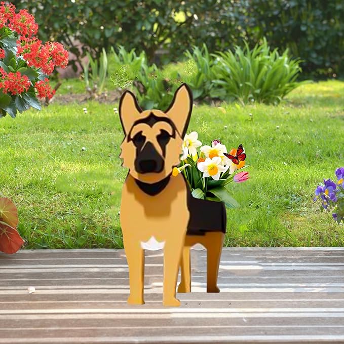 German Shepherd Dog Planter Plant Pots,Cute Garden Dog Flower Planter,Large Dog Planters Birthday Gifts for Women,Office,Indoor/Outdoor Decor（9.84 * 6.77 * 17in）