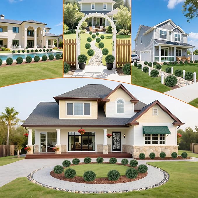 Artificial Cedar Shrubs Ball Trees with Ground Spike, 24.6 inche Tall UV-Resistant Fake Outdoor Plants Evergreen Trees, Realistic Faux Pine Bushes for Front Porch Home Patio Garden, 1 Pcs