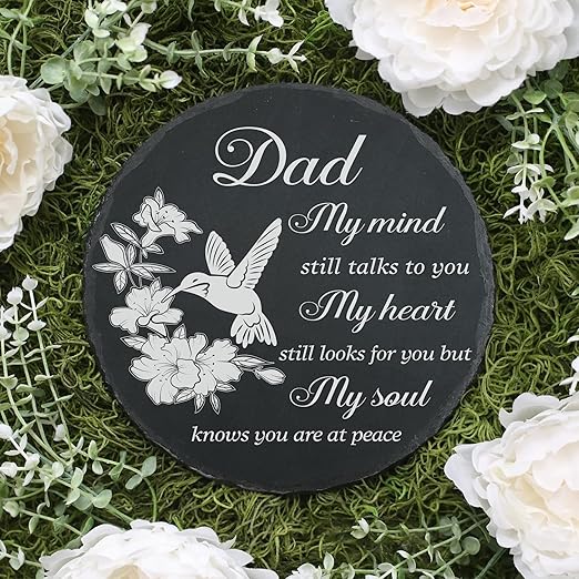 Dad Memorial Stone for Garden Memorial Plaque Father Sympathy Stepping Stone for Loss of Father in Loving Memory of Dad Memorial Grave Stone TNA21