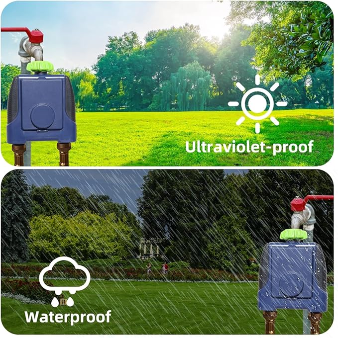 2 Outlet Garden Automatic Water Timer Digital Electronic Solenoid Valve Sprinkler Timer Waterproof Controller System Blue