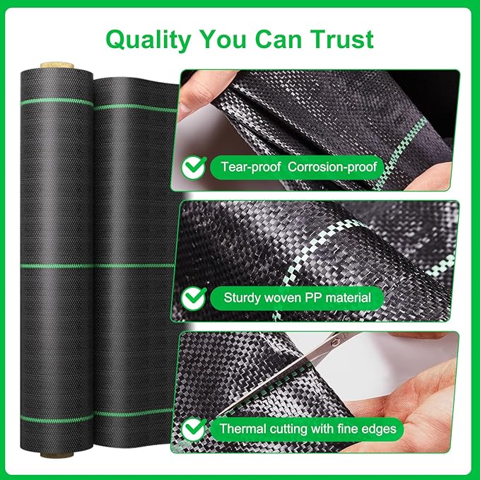 Driveway Fabric for Weed Control – 13FT x 150FT with Staples, Heavy-Duty Weed Barrier, Durable Landscape Fabric 3.5OZ for Garden, Gravel, Pathways, Erosion Control, Construction, and Outdoor Projects