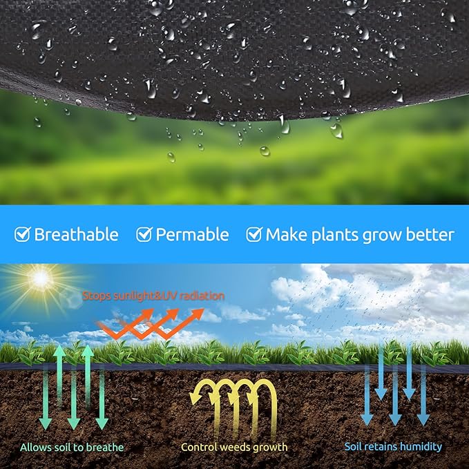 6ft x100ft Black Weed Barrier Landscape Premium Fabric-Heavy Duty Woven Ground Cloth with Superior Permeability Weed Control Convenient Design