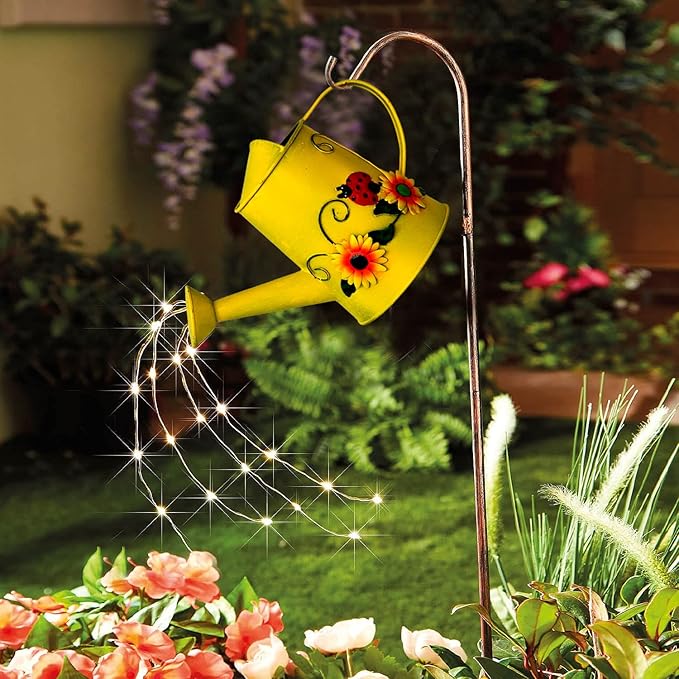 Decorative Sunflower & Ladybug Metal Watering Can (Vol: 4 Cups) | Small Yellow Watering Can | Garden Décor Housewarming Gift for Mother Women Friends Gardeners
