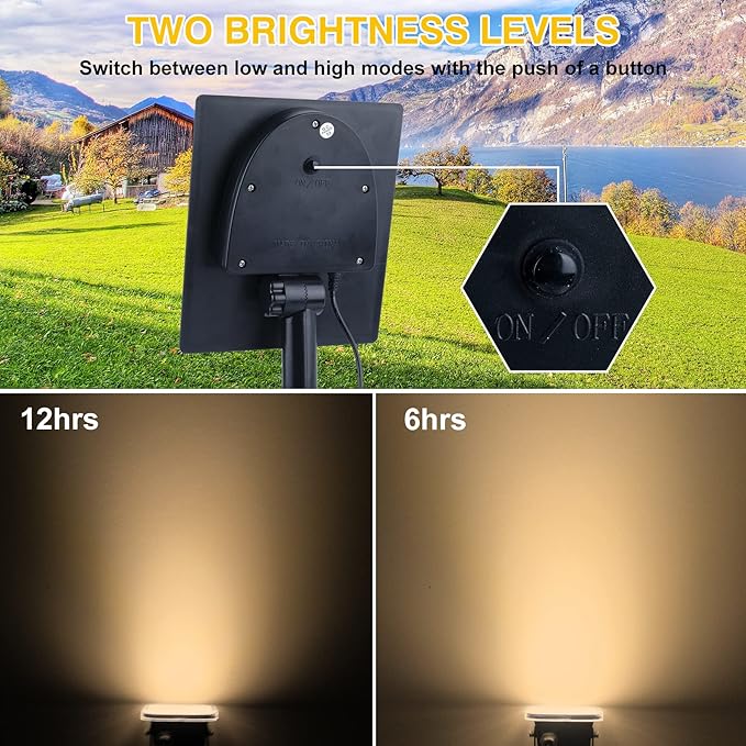 Solar Spot Lights Outdoor, 20 LED IP65 Waterproof Solar Landscape Lights, Dusk-to-Dawn 3000K Warm White Outdoor Light for Yard Garden Driveway Porch Walkway, 4-in-1