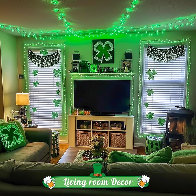 JMEXSUSS 250 LED Green String Lights - 91.5ft St Patricks Day Lights Outdoor Waterproof, 8 Lighting Modes, Connectable Christmas Tree Light for Yard Patio Party Halloween Christmas Decorations