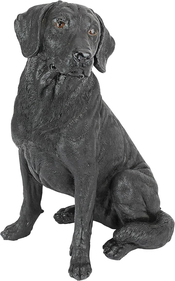 Design Toscano Labrador Retriever Dog Indoor/Outdoor Garden Statue, 9 Inch Wide, 15 Inch Tall, Cast Stone Resin, Black Painted Finish