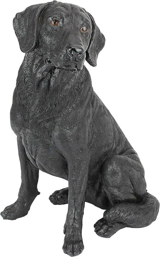 Design Toscano Labrador Retriever Dog Indoor/Outdoor Garden Statue, 9 Inch Wide, 15 Inch Tall, Cast Stone Resin, Black Painted Finish