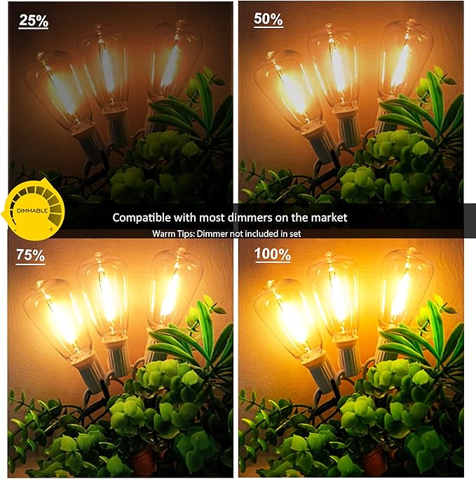 DAMAING Outdoor String Lights 200FT Waterproof,Patio String Lights for Outside with Shatterproof 104 Edison LED Bulbs,Vintage Dimmable Hanging Lights for Christmas,Wedding,2 Pack × 100FT White Cable