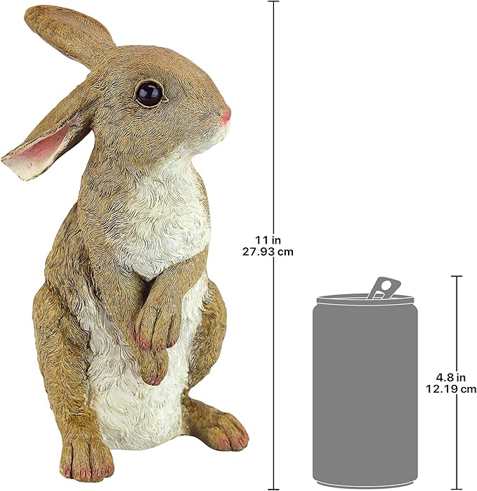 Design Toscano QM200681 Hopper the Bunny Standing Rabbit Indoor/Outdoor Garden Statue, 6 Inches Wide, 11 Inches Tall, Handcast Polyresin, Full Color Finish