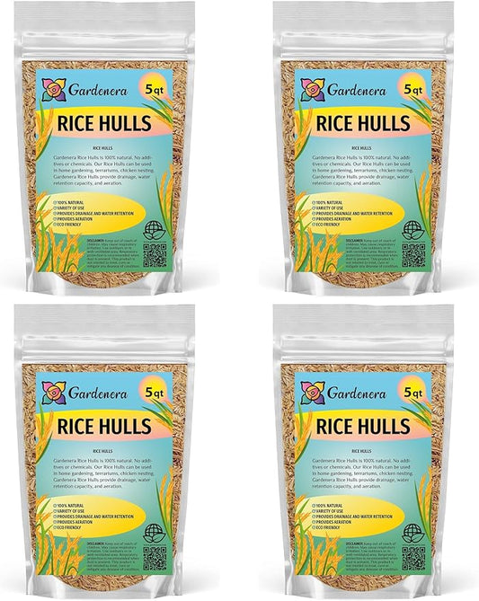 Premium Rice Hulls by Gardenera - Create Healthy and Resilient Plants Through Enhanced Aeration and Drainage - 20 QUARTS