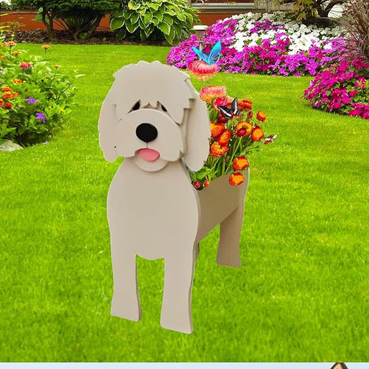 Golden Doodle Dog Planter Plant Pots,Cute Garden Dog Flower Planter,Large Dog Planters Birthday Gifts for Women,Office,Indoor/Outdoor Decor（9.84 * 9.06 * 17in）