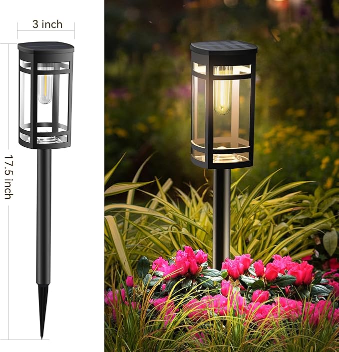 8 Pack Solar Lights Outdoor Waterproof for Garden Pathway Walkway Driveway Yard Lawn Decorative Landscape Lighting. (Warm White Light, 8)