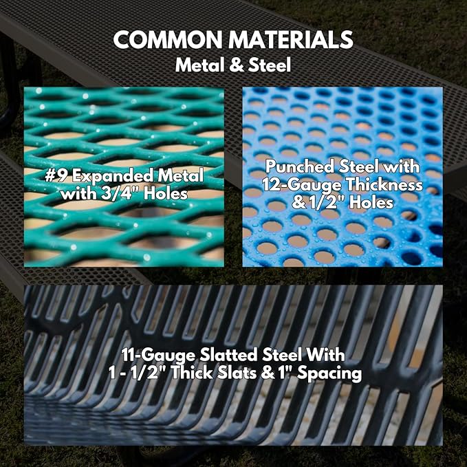 Coated Outdoor Furniture Heavy-Duty Outdoor Bench Thermoplastic Coated, Expanded Metal, Commercial-Grade Garden Bench, Made in America (Portable with Back, 4 Ft, Textured Red)