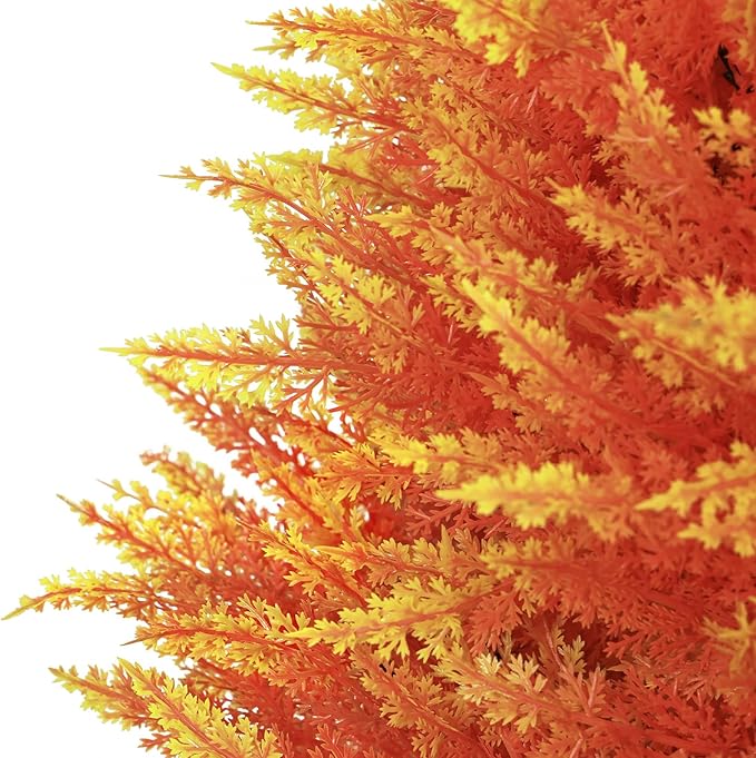 24" Artificial Cedar Topiary Ball Bushes, Set of 2 UV Resistant Fake Trees Outdoor Shrubs with Stake, Weatherproof Faux Plants for Planter, Front Porch, Garden, Yard, Patio Fall Decor