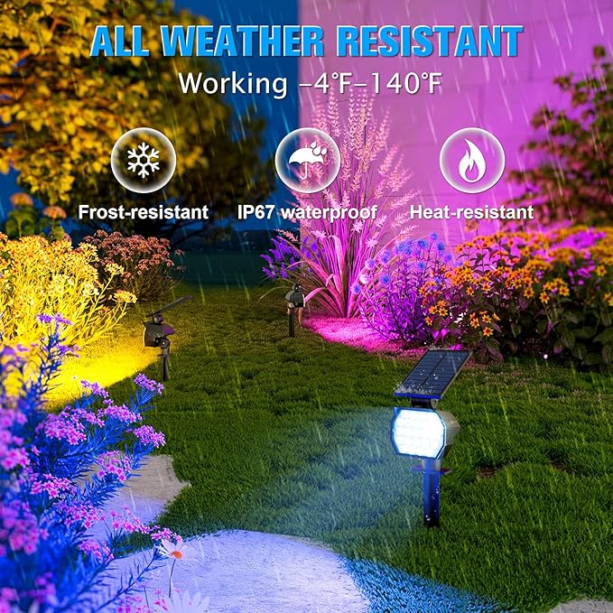 NIORSUN Solar Color Changing Lights Outdoor,7 Lighting Modes RGB Solar Outdoor Lights,IP67 Waterproof Multicolor Landscape Spotlights for Halloween Holiday Decorations,6 Pack