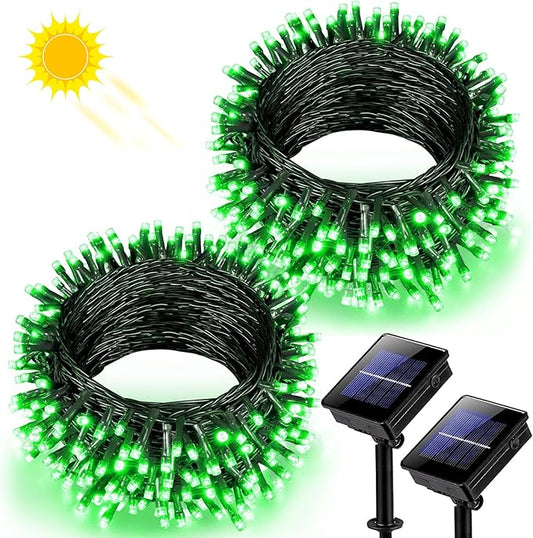 2 Pack Solar String Lights for Outside, Each 79Ft 240 LED Solar Lights Outdoor, 8 Modes Waterproof Solar Powered Fairy Twinkle Light for Backyard Patio Tree Party Garden Decoration, Green
