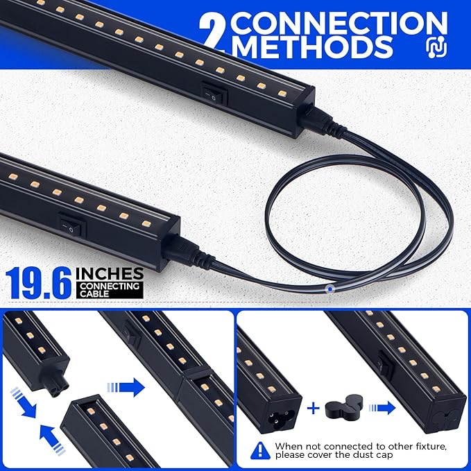 Barrina T5 Grow Lights for Indoor Plants, 3FT 128W (8 X 16W) Plant Grow Lights Indoor with Magnetic Bar, Linkable Plant Growing Lamps with Black Cover, Plug and Play, Yellow, 8 Packs