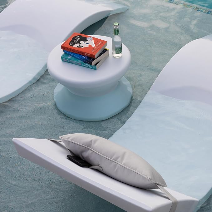Ledge Lounger Signature Side Table - In-Pool Table for Ledges up to 10" Deep - Indoor/Outdoor All-Weather Table for Porch, Patio, Garden, Backyard, Pool and Beach (Granite Gray)