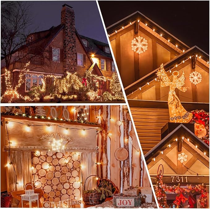 C9 Christmas Replacement LED Light Bulbs,E17 Base Commercial Grade Holiday Bulbs, 4W 5W 6W 7W Incandescent Equivalent, Warm White 2200K, Clear Plastic Bulbs for Christmas String Light - 50 Pack