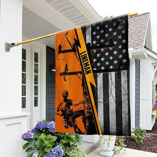 FLAGWIX Lineman American Flag - Independence Day, 4th of July Decorations Outdoor Flags, Patriotic Decor for Home, Yard, 30x40 House Flag - Double Sided, Heavy Duty Canvas, Decorative Outdoor Flags
