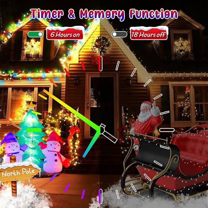 Hezbjiti 337FT 720LED Color Changing Christmas Lights Outdoor, 11 Modes String Lights IP44 Waterproof Fairy Light for Party Tree Garden Wedding Decorations (Multicolor to Warm White, Clear Wire)